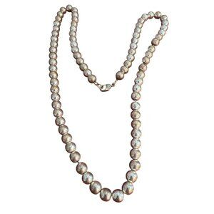 Vintage Silver Tone Bead Necklace Chain Estate Classic Lobster Clasp 24"